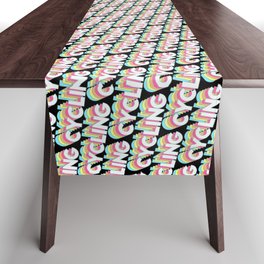 Cycling Trendy Rainbow Text Pattern (Black) Table Runner