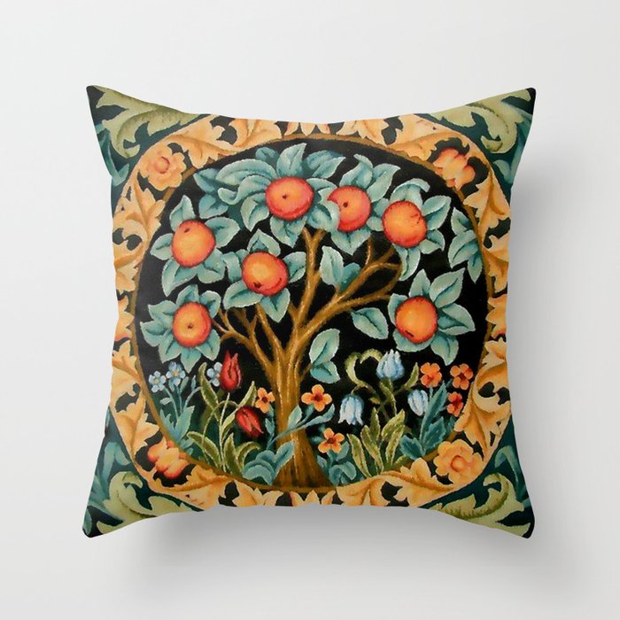 William Morris Orange Tree Throw Pillow