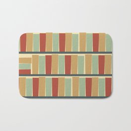 bookshelf (light and dark green, golden and reddish brown, cream) Bath Mat | Reading, Book, Author, Bookmark, Electronic, Simple, Writer, Page, Dictionary, Story 