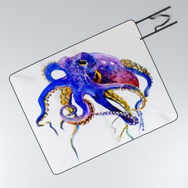 Octopus, Blue, Gold,Purple Picnic Blanket