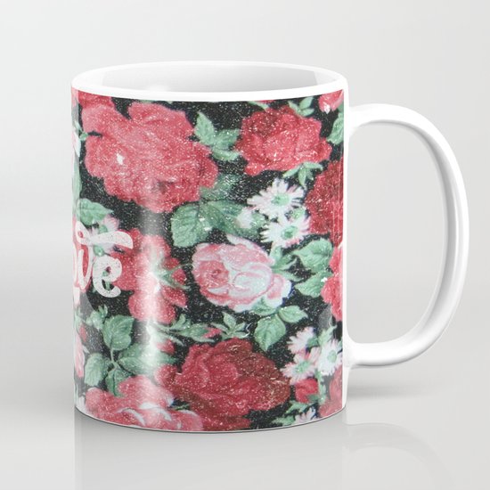 Red Pink Roses Chic Love Vintage Floral Pattern Mug