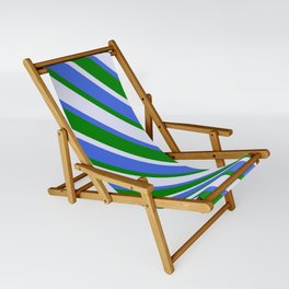[ Thumbnail: Lavender, Royal Blue, and Green Colored Striped/Lined Pattern Sling Chair ]