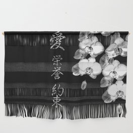 Japanese Orchids in Black Wall Hanging