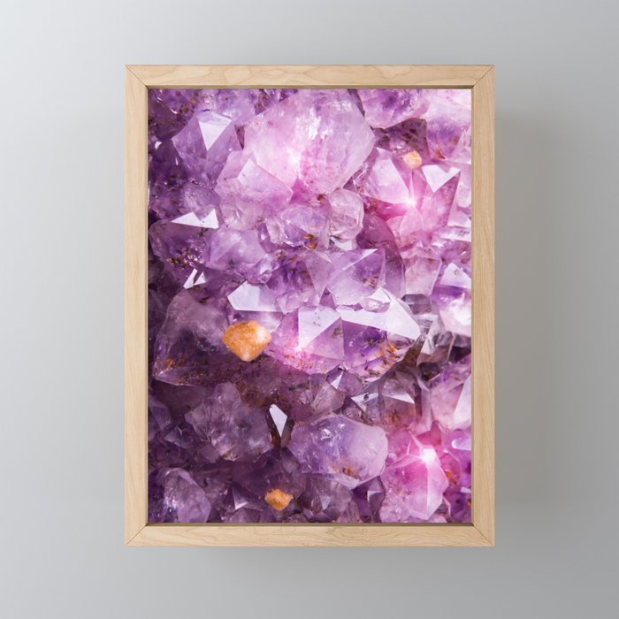 Purple Amethyst Crystal Framed Mini Art Print