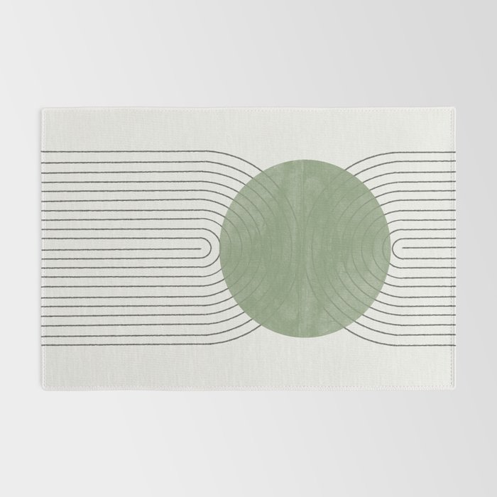 Mid century Green Moon Shape Rug by The Miuus Studio