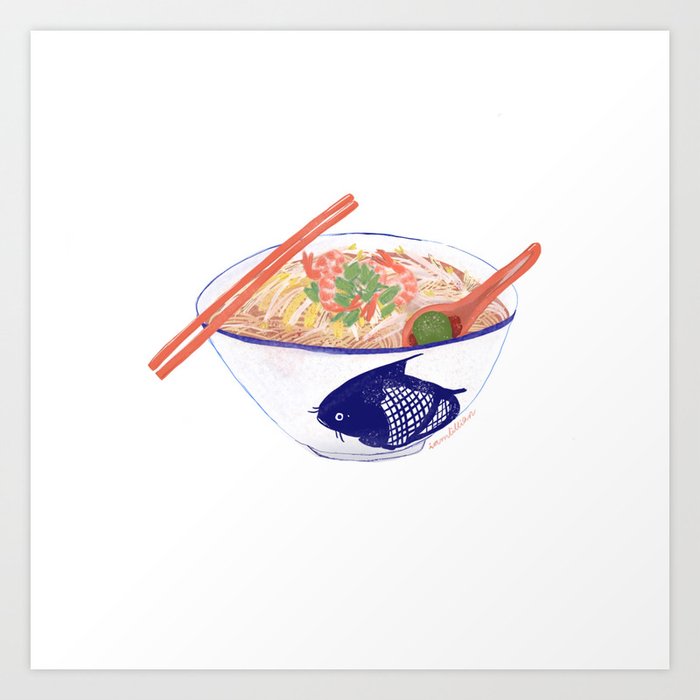 Sarawak Laksa White Art Print By Iamlilliancreates Society6