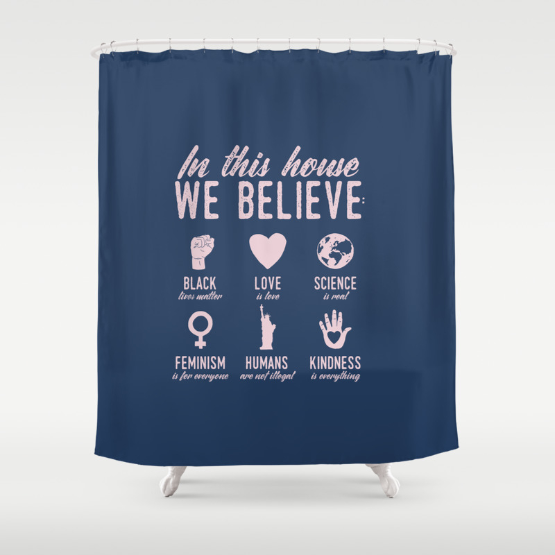 navy blue and pink shower curtain