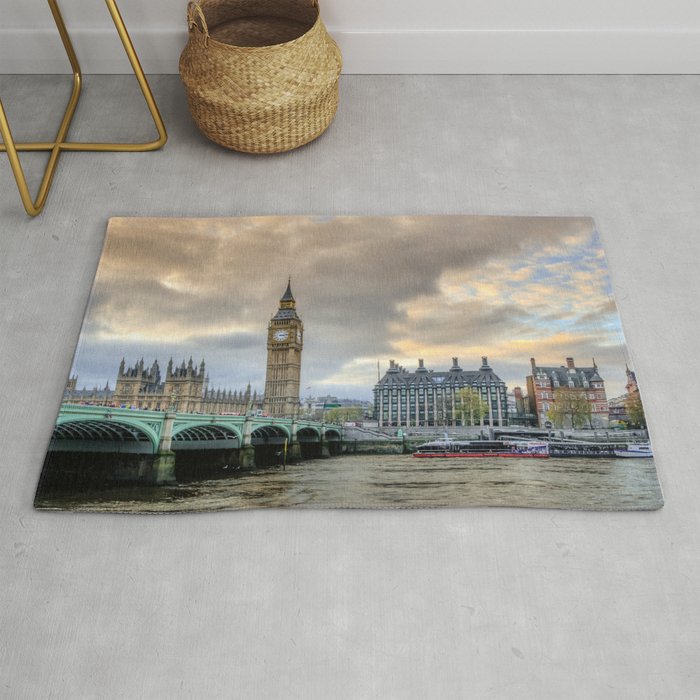 Great Britain Photography - Westminster Bridge In The Evening Rug