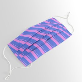 [ Thumbnail: Violet and Royal Blue Colored Lines Pattern Face Mask ]