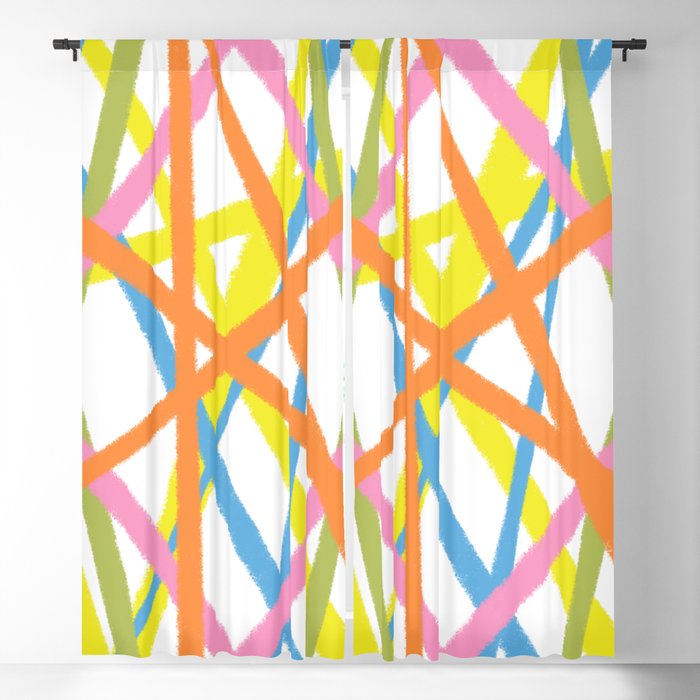 Mid-Century Spring Jazz Stripes Blackout Curtain