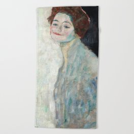 Lady in White, 1917-1918 by Gustav Klimt Beach Towel
