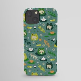 Cute little frogs pond pattern iPhone Case