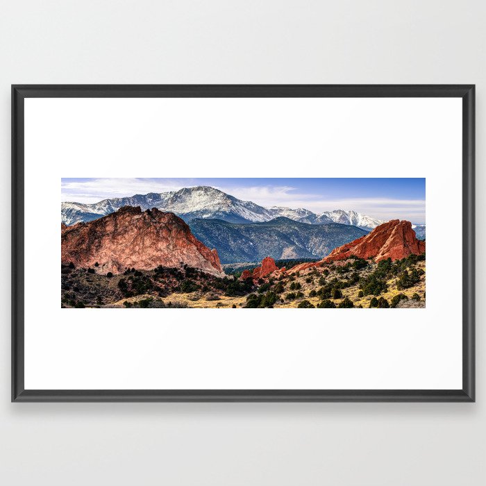 Pikes Peak Mountain Panorama - Colorful Colorado Springs Framed Art Print