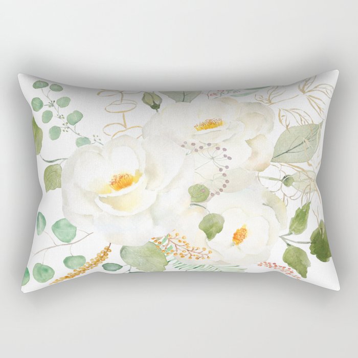 white camellia  flowers arrangement  Rectangular Pillow