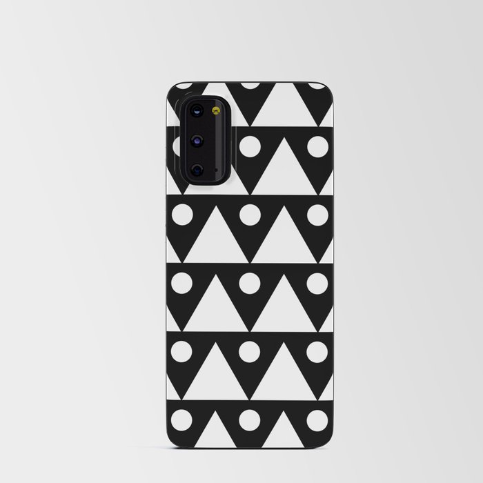 Dots & Triangles 2 - White & Black Abstract Repeat Vector Pattern Blackout Curtain Android Card Case