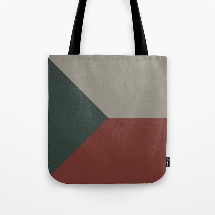 Green Red Grey Abstract Minimal Geometric Art Tote Bag