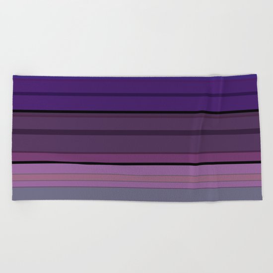 Black blue purple pattern striped . Beach Towel