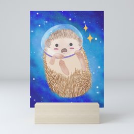 Cosmic Galaxy Hedgehog in Space Wild Animal with Stars Digital Illustration Art Mini Art Print