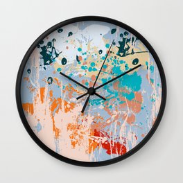 Abstract vintage background with multi-colored paints stains on a canvas texture.  Wall Clock