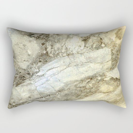 White Marble with Earth Tones Rectangular Pillow