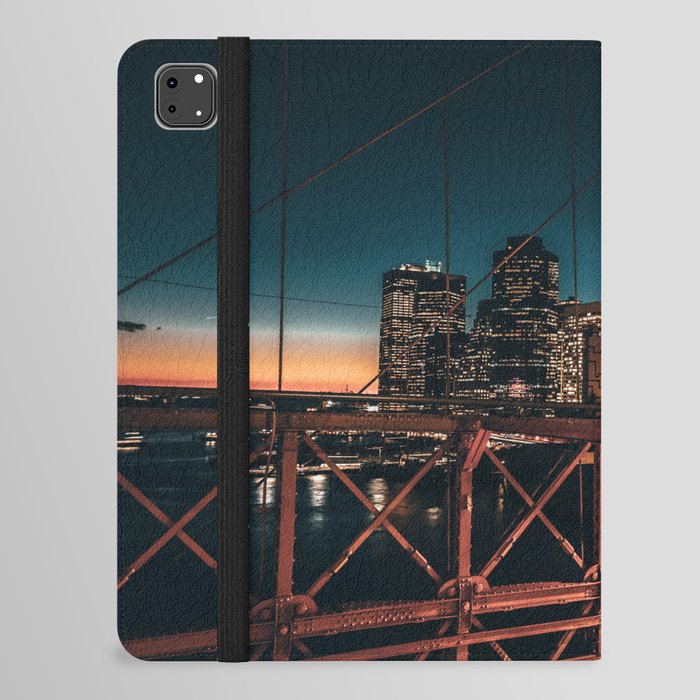 New York City Brooklyn Bridge and Manhattan skyline at night iPad Folio Case