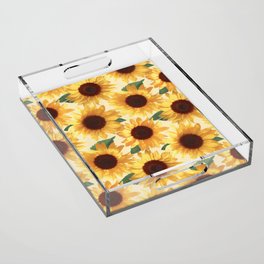 Happy Yellow Sunflowers Acrylic Tray