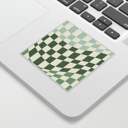 Sage green shades warp checked Sticker