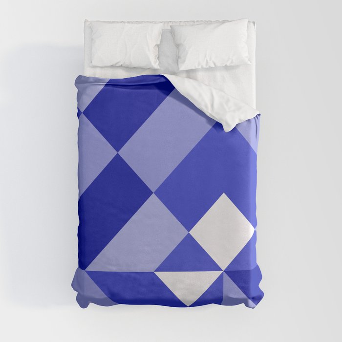 Blue and White Geometric Abstract Duvet Cover