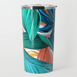 Tropical Island Jungle Pattern - Minimalist Natural Leaf Art Travel Mug