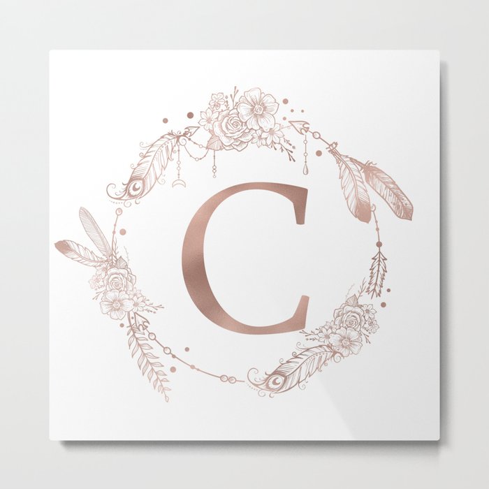 Letter C Rose Gold Pink Initial Monogram Metal Print By Naturemagick Society6
