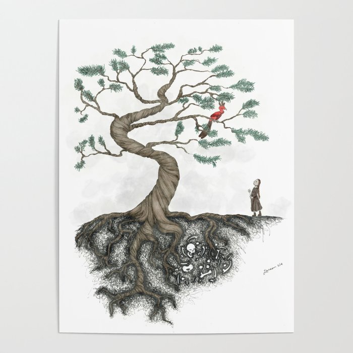 His Sister Buried All his Bones under the Juniper Tree (color) Poster