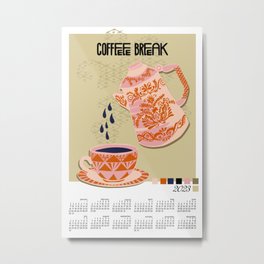 Calendar 2023 Coffee break Metal Print | Illustration, March, Diary, Newyear, Graphicdesign, January, Weeks, Wallcalendar, Months, Poster 