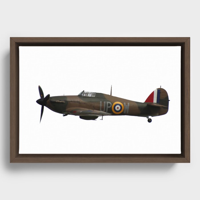 Hurricane WWII Allied fighter plane side view Framed Canvas