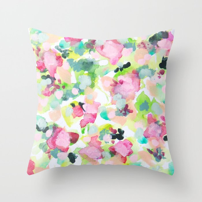 Garden Print floral watercolor pattern art- The Love We Make Throw Pillow