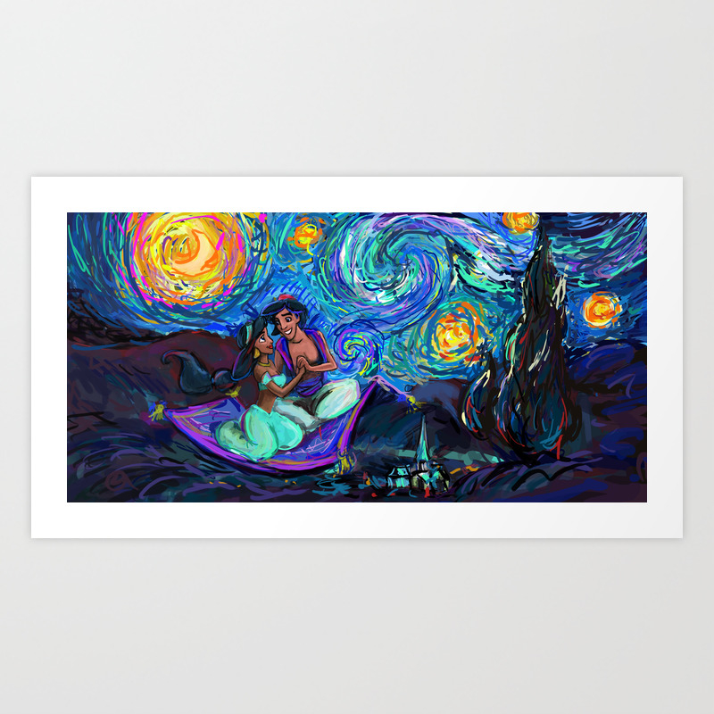 Starry Starry Night Meets A Whole New World Art Print By Julieluke