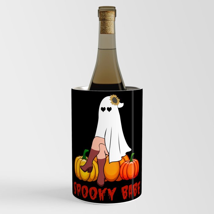 Halloween spooky babe ghost girl pumpkin Wine Chiller