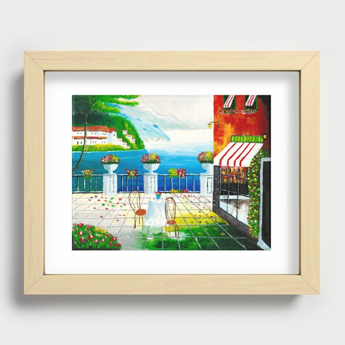 Cafe in Taormina, Italy Recessed Framed Print