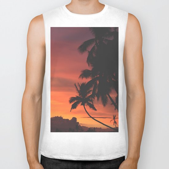 Hawaii Palm Trees Sunset Biker Tank