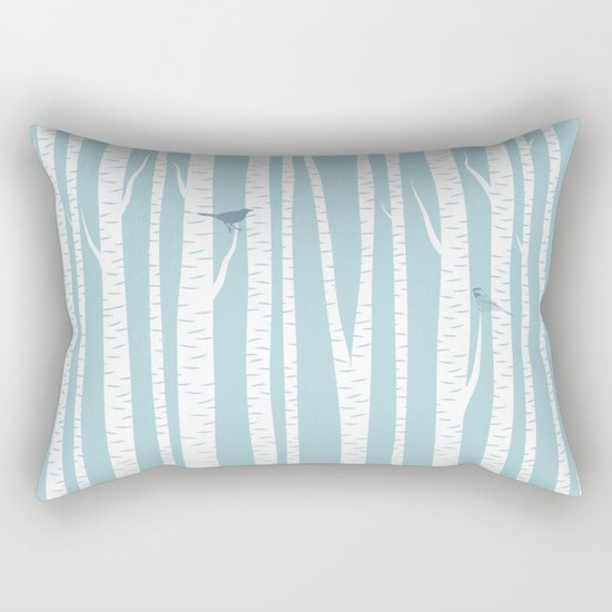 Birch Trees with Bird Rectangular Pillow