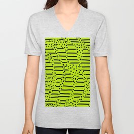 Spots and Stripes 2 - Lime Green V Neck T Shirt