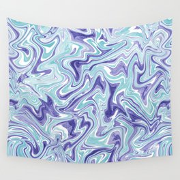 Very peri and ice blue liquify art, Pastel abstract fluid art Wall Tapestry