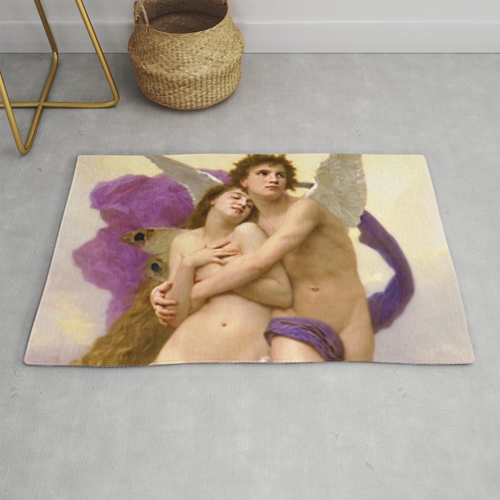 'The Abduction of Psyche' renaissance masterpiece painting by William Adolphe Bouguereau Rug