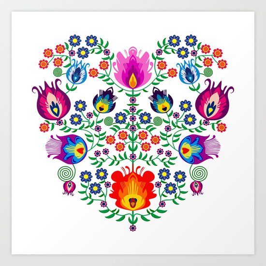 Folk Pattern - Flower Art Print