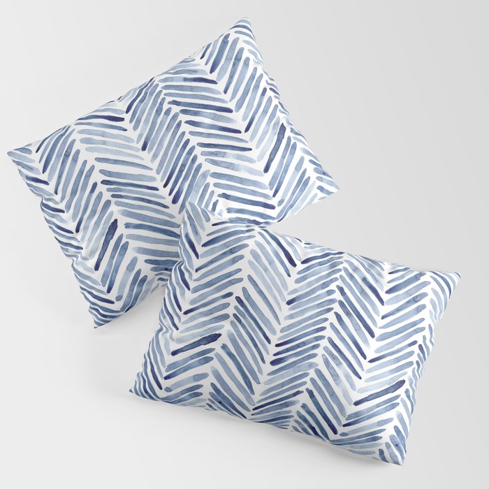 Indigo herringbone - watercolor blue chevron Pillow Sham