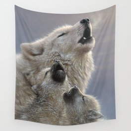 Wolf Pups Howling - Singing Lesson Wall Tapestry