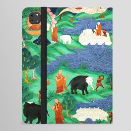 Taming The Elephant Mind Buddhist Path of Samatha Tibetan Painting iPad Folio Case