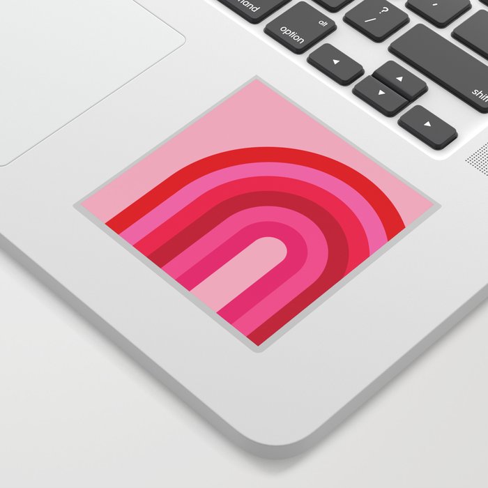 Pink Retro Rainbow Arch Pink And Red Abstract Rainbow Sticker