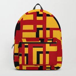 Rectangles Red and Black Geo Abstract On Yellow Backpack | Theeighties, Overlappinglines, Retromodern, Oldschool, Graphicdesign, Contemporary, Eightiesretro, Stripes, Redlinepattern, Intersecting 