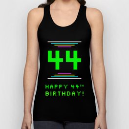 [ Thumbnail: 44th Birthday - Nerdy Geeky Pixelated 8-Bit Computing Graphics Inspired Look Tank Top ]