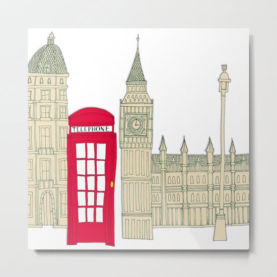 London red telephone box (cut out - red) Metal Print